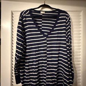Caslon Navy and White Striped Long Sleeve Top